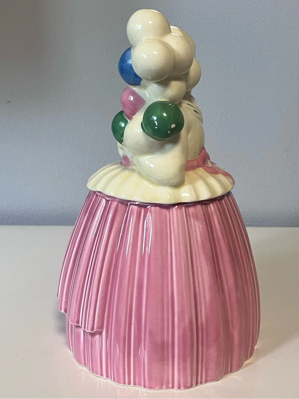 Vintage Pottery Guild of America Balloon Lady Ceramic Cookie Jar 1940's 11.5”